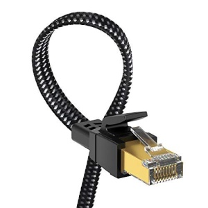 Cat 8 Ethernet Cable 10 ft, Nylon Braided High Speed Heavy Duty Cat8 Network LAN