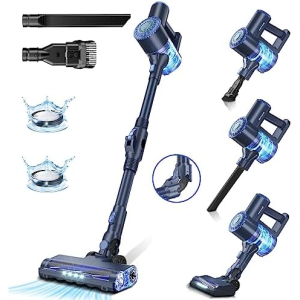 PRETTYCARE Cordless Vacuum Cleaner, 6 in 1 Lightweight Stick Vacuum